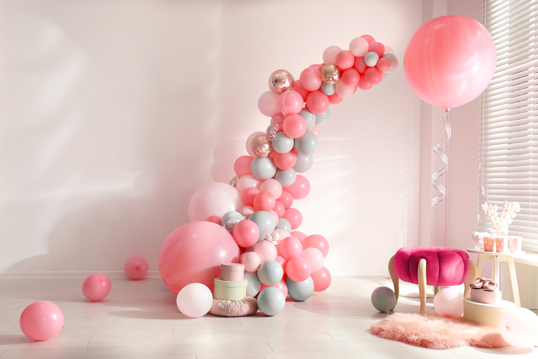 Room Decorated with Colorful Balloons for Party